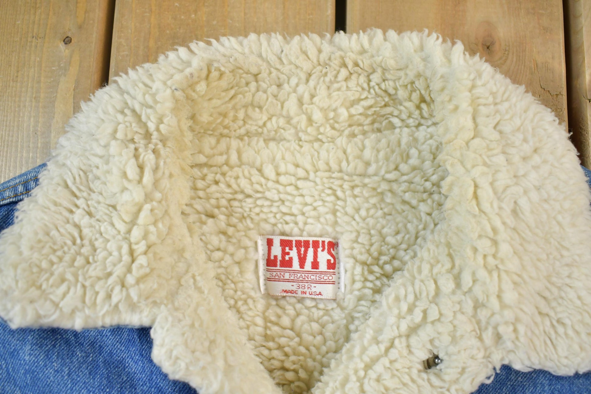 Vintage 1990s Levis Shearling Lined Jean Jacket Made In USA