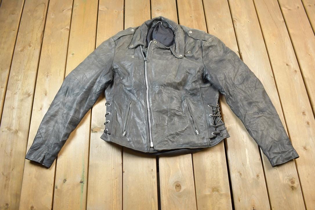 Vintage 1990s Leather Biker Jacket Made In USA