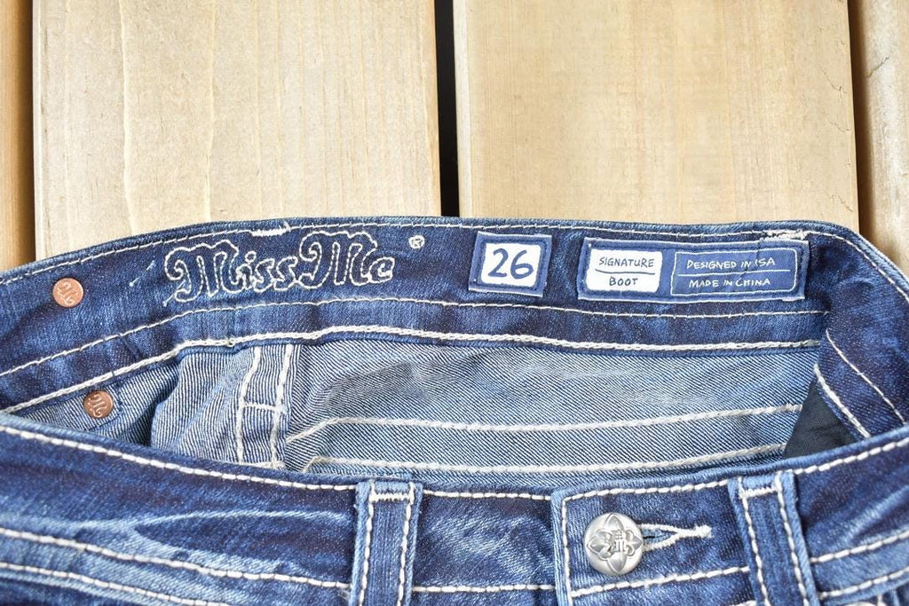 Vintage Y2K Miss Me Bedazzled Low Rise Jeans Size 26x33