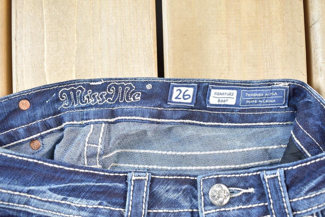 Vintage Y2K Miss Me Bedazzled Low Rise Jeans Size 26x33