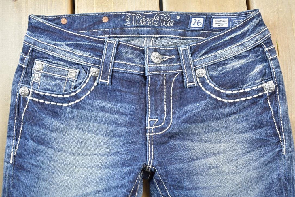 Vintage Y2K Miss Me Bedazzled Low Rise Jeans Size 26x33