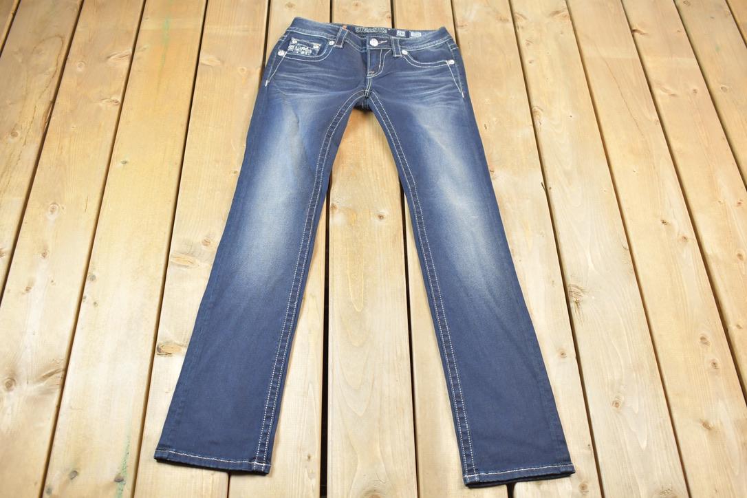 Vintage Y2K Miss Me Bedazzled Low Rise Jeans Size 26x32.5