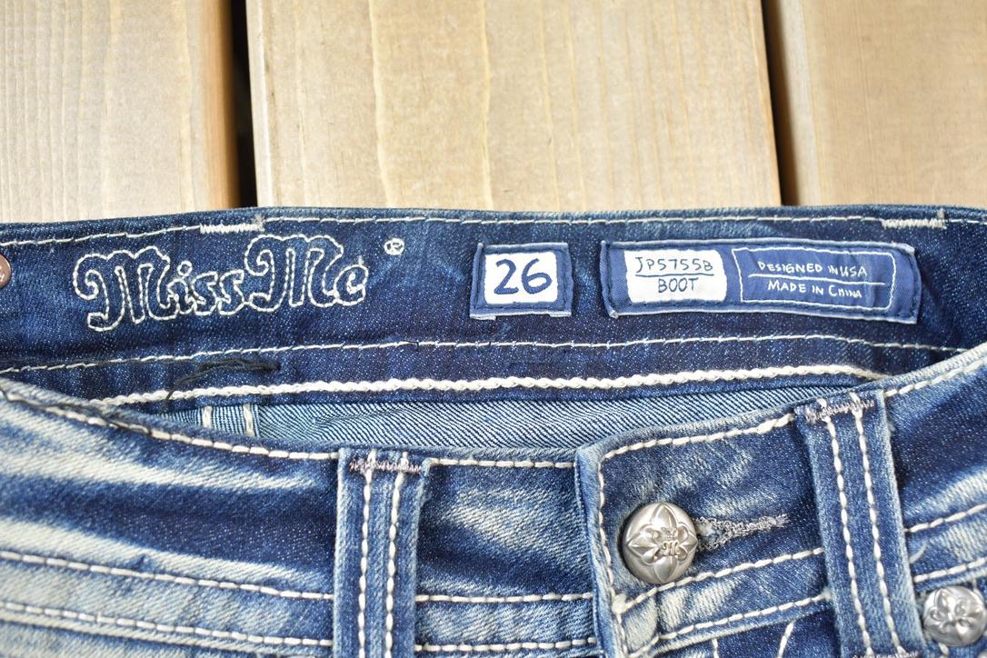 Vintage Y2K Miss Me Bedazzled Low Rise Jeans Size 26x33
