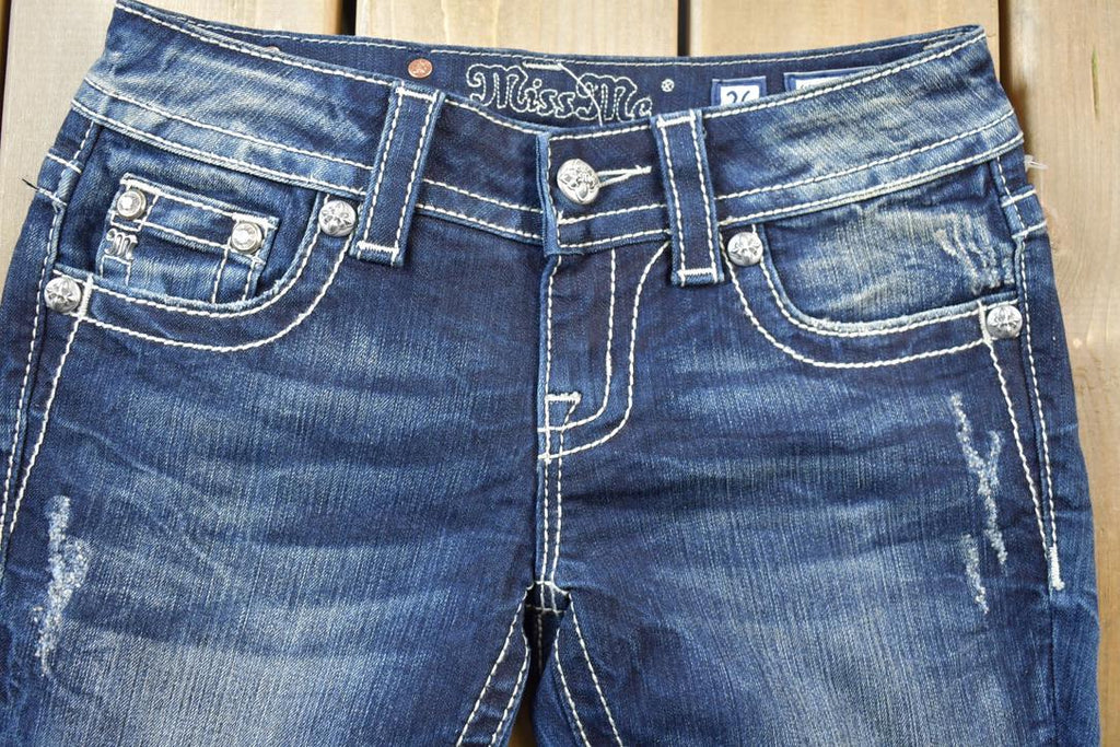 Vintage Y2K Miss Me Bedazzled Low Rise Jeans Size 26x33