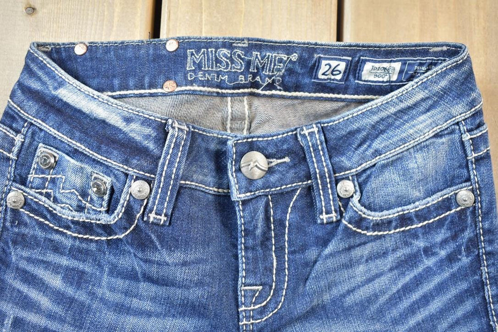 Vintage Y2K Miss Me Bedazzled Low Rise Jeans Size 26x33