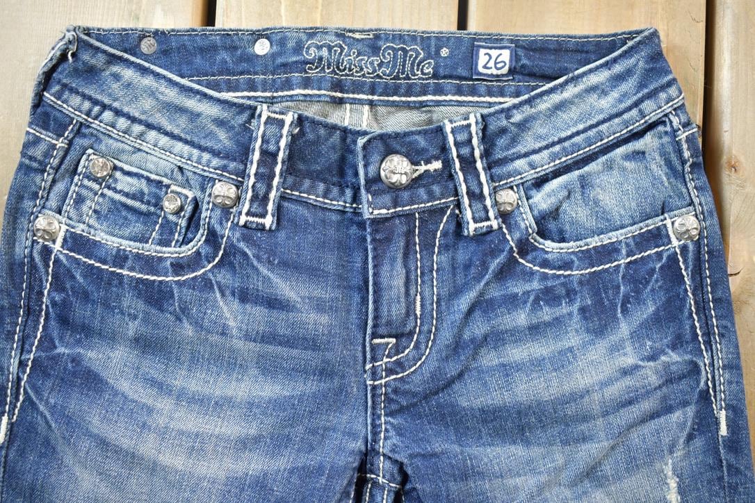 Vintage Y2K Miss Me Bedazzled Low Rise Jeans Size 26x33