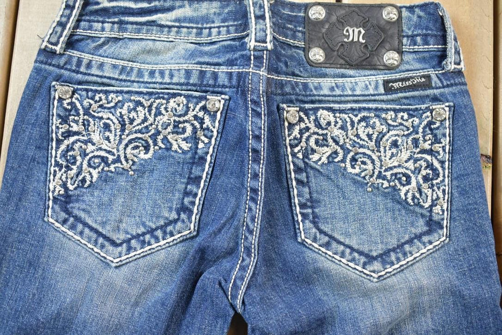Vintage Y2K Miss Me Bedazzled Low Rise Jeans Size 26x33