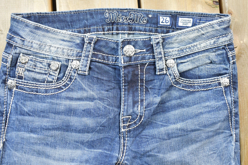 Vintage Y2K Miss Me Bedazzled Low Rise Jeans Size 26x32