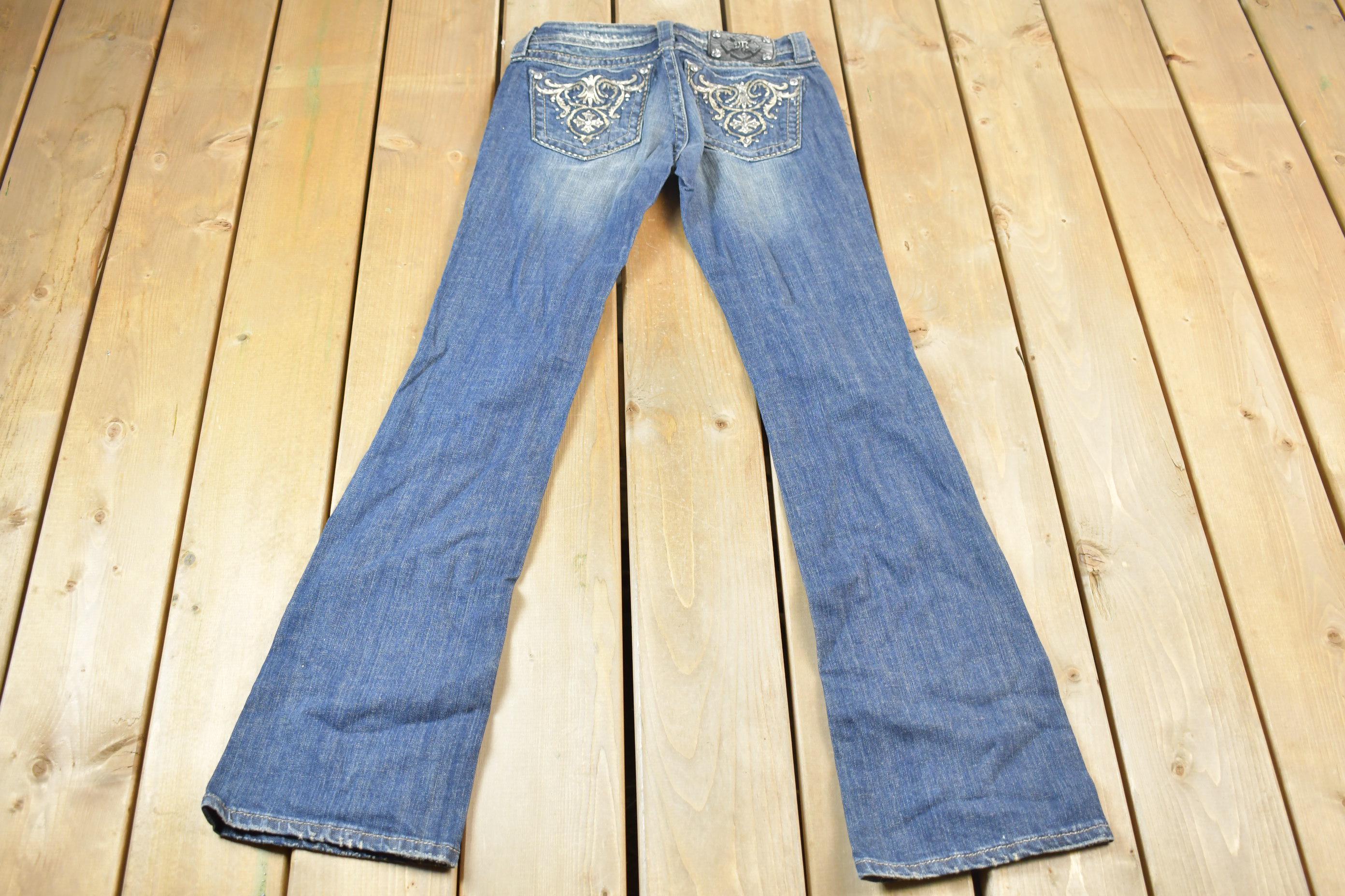 Vintage Y2K Miss Me Bedazzled Low Rise Jeans Size 26x33