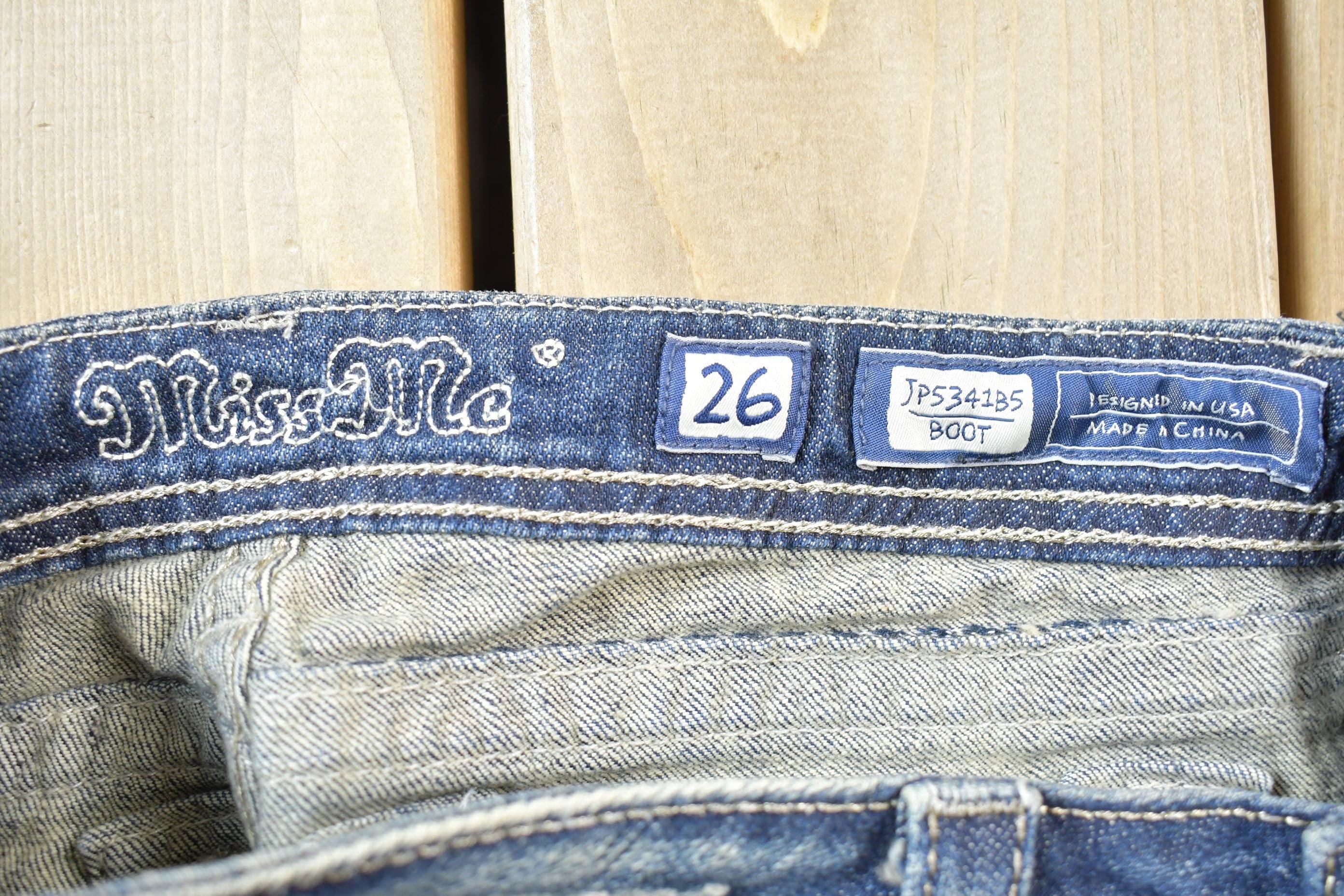 Vintage Y2K Miss Me Bedazzled Low Rise Jeans Size 26x33