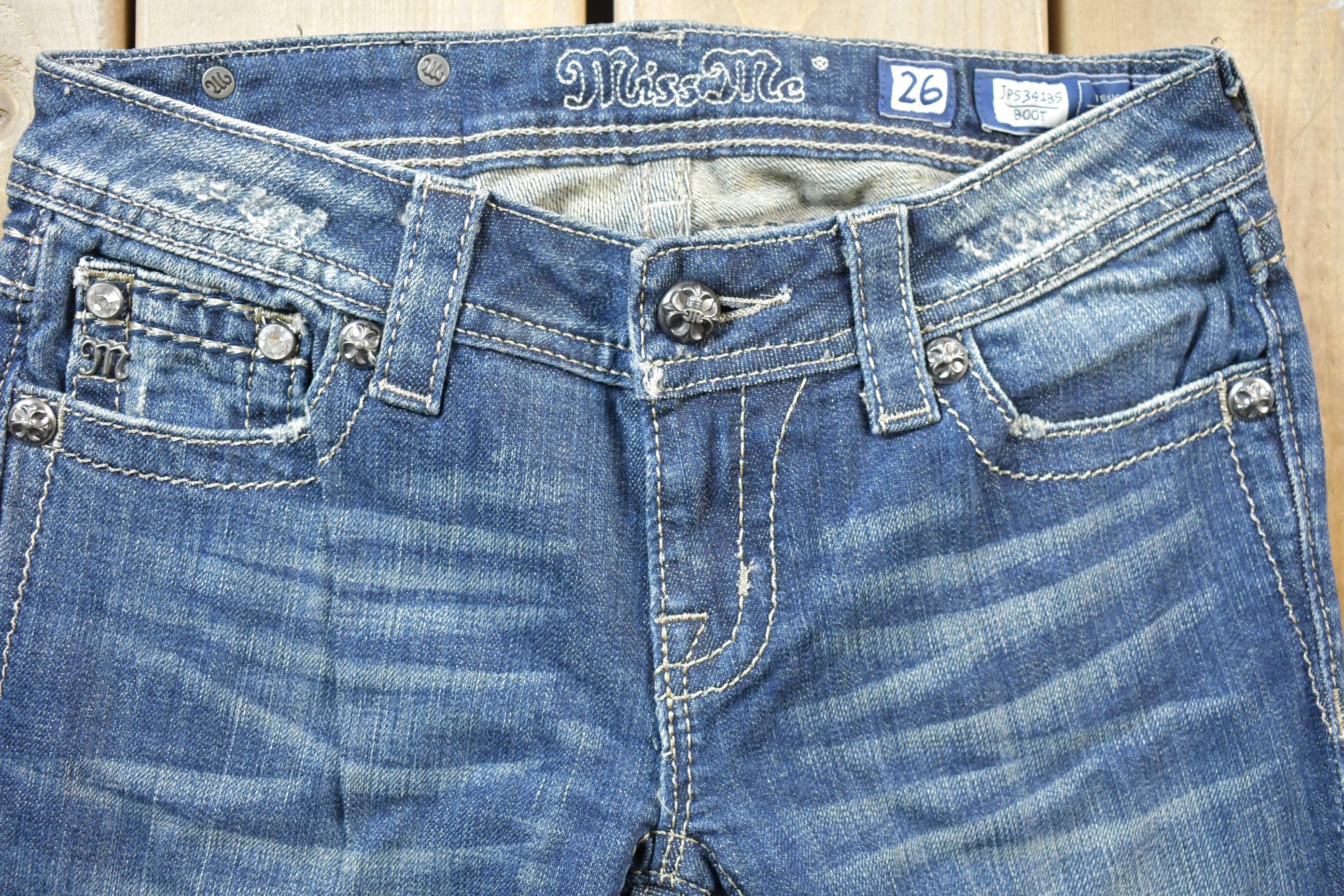 Vintage Y2K Miss Me Bedazzled Low Rise Jeans Size 26x33