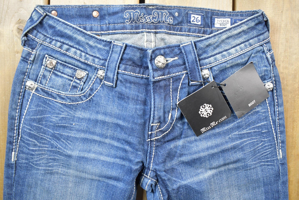 Vintage Y2K Miss Me Bedazzled Low Rise Jeans Size 26x33