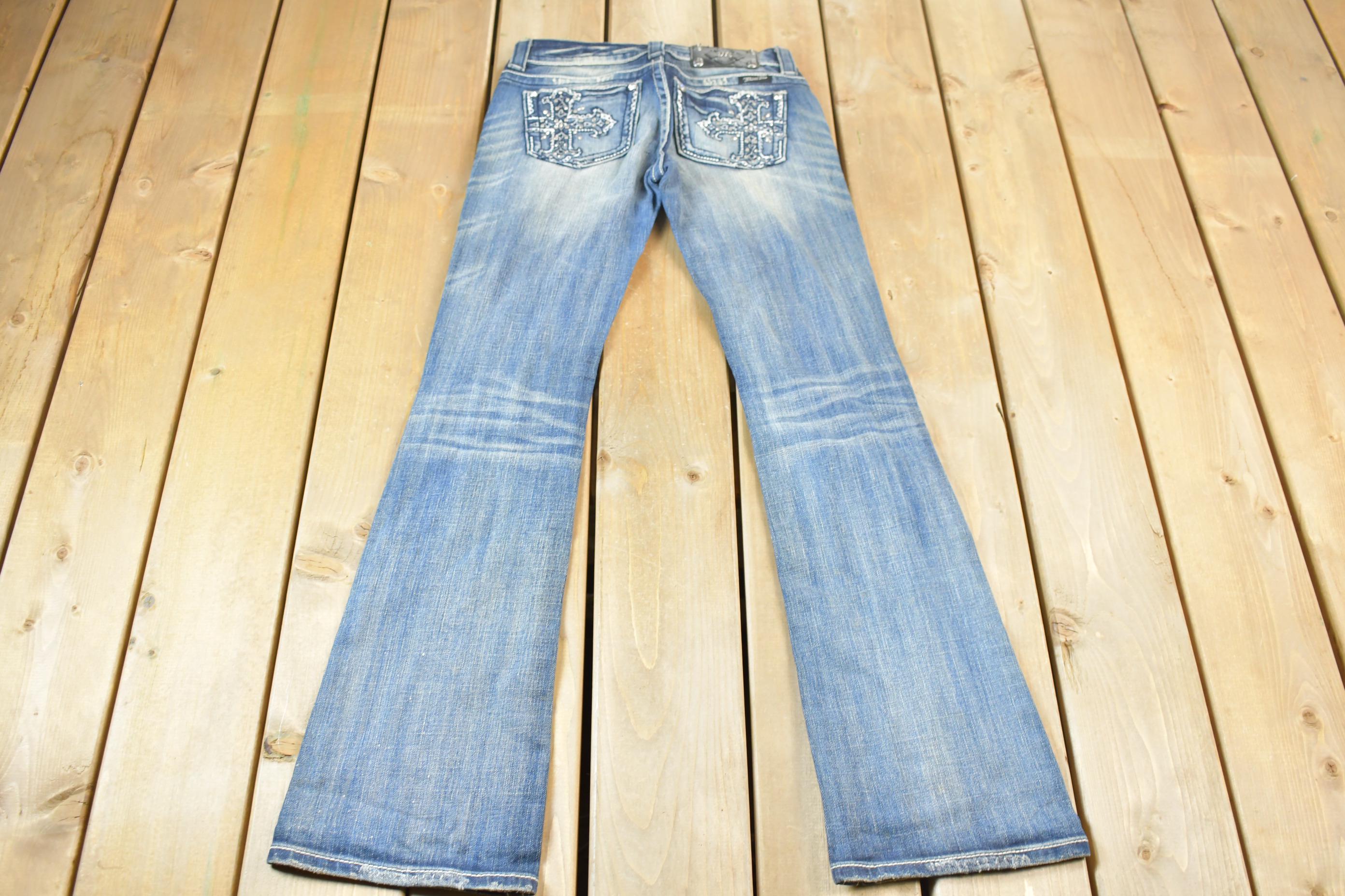 Vintage Y2K Miss Me Bedazzled Low Rise Jeans Size 26x33