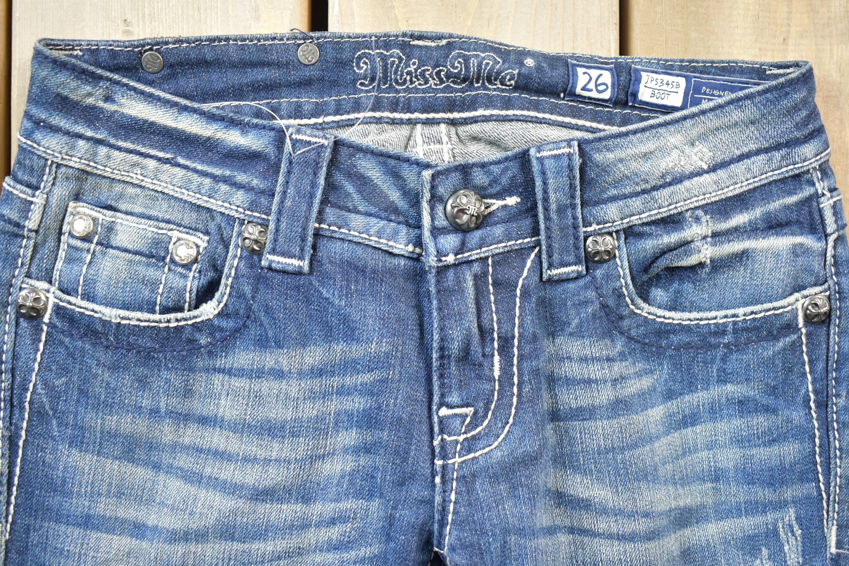 Vintage Y2K Miss Me Bedazzled Low Rise Jeans Size 26x33