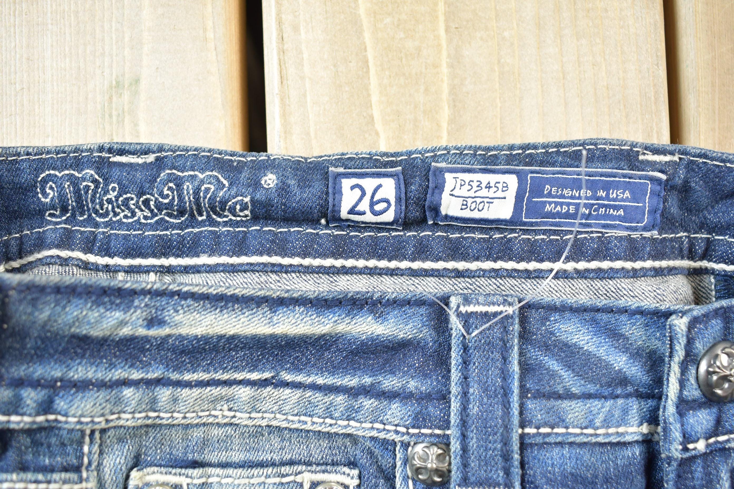 Vintage Y2K Miss Me Bedazzled Low Rise Jeans Size 26x33