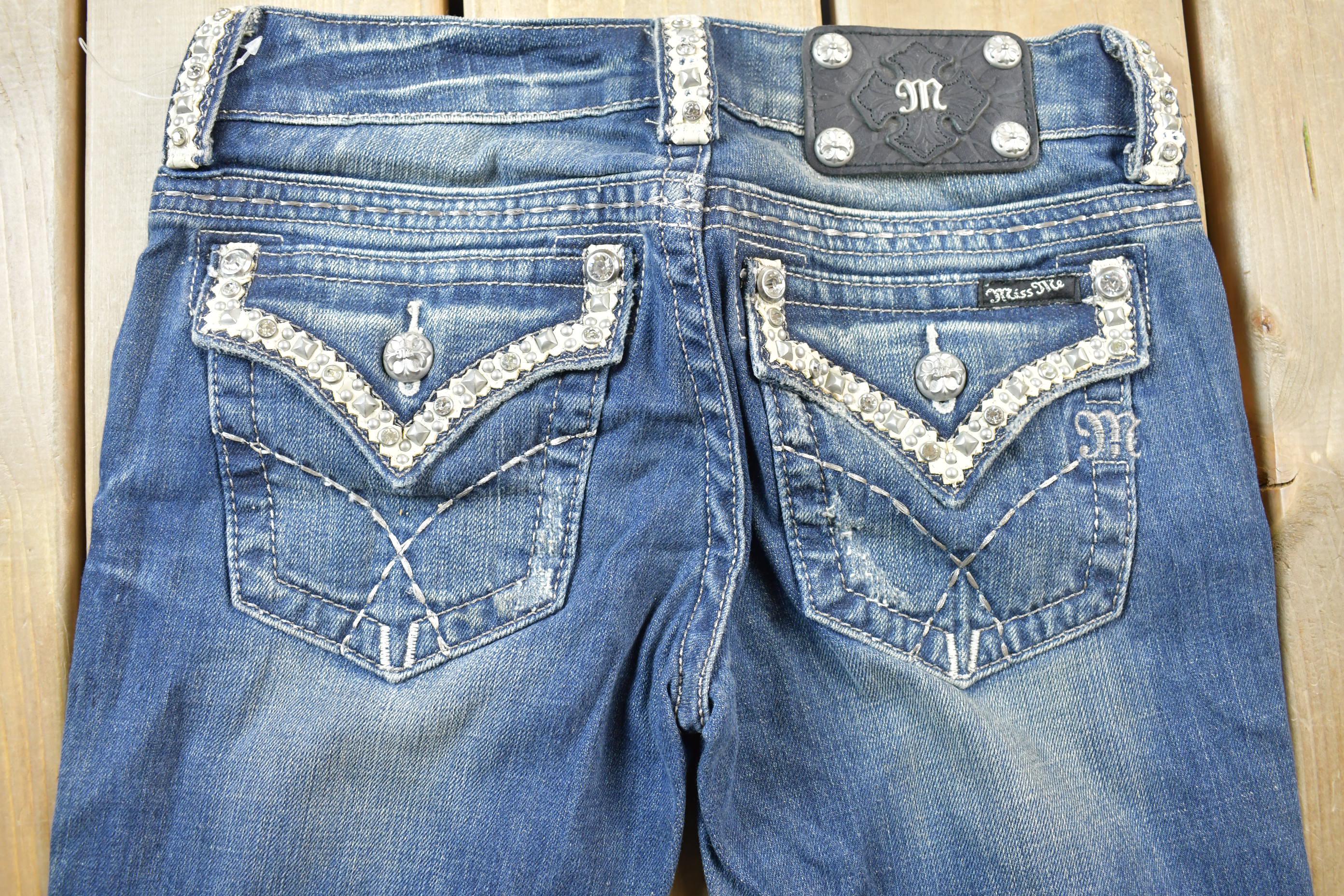 Vintage Y2K Miss Me Bedazzled Low Rise Jeans Size 26x32