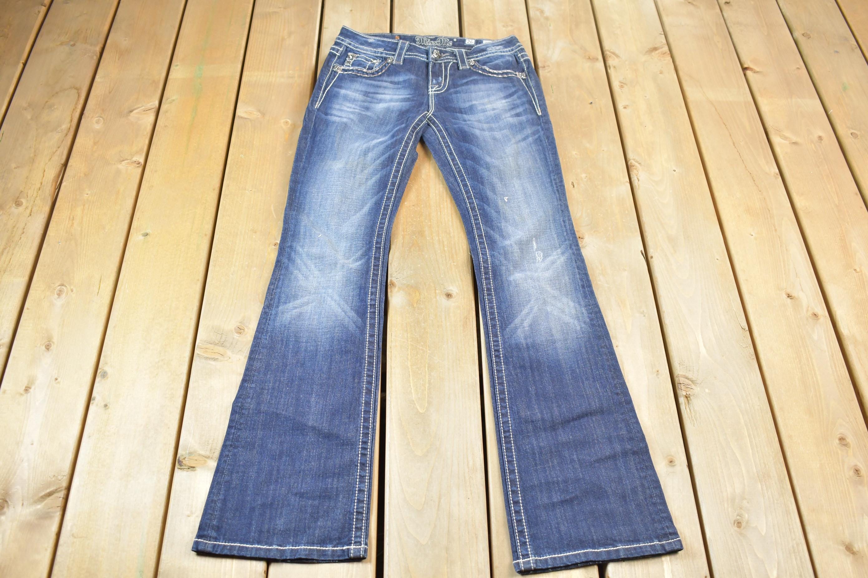 Vintage Y2K Miss Me Bedazzled Low Rise Jeans Size 26x33