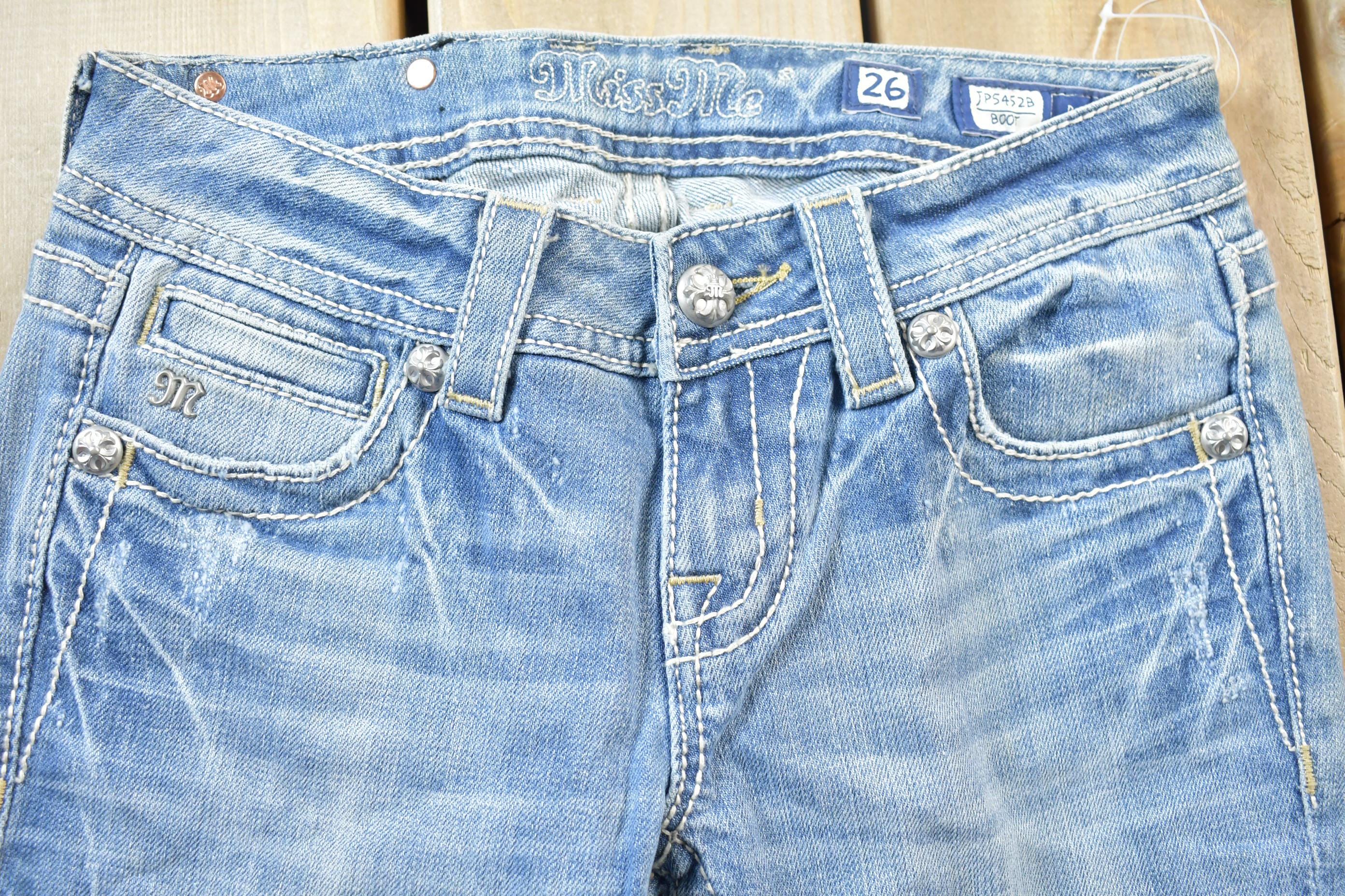 Vintage Y2K Miss Me Bedazzled Low Rise Jeans Size 26x32