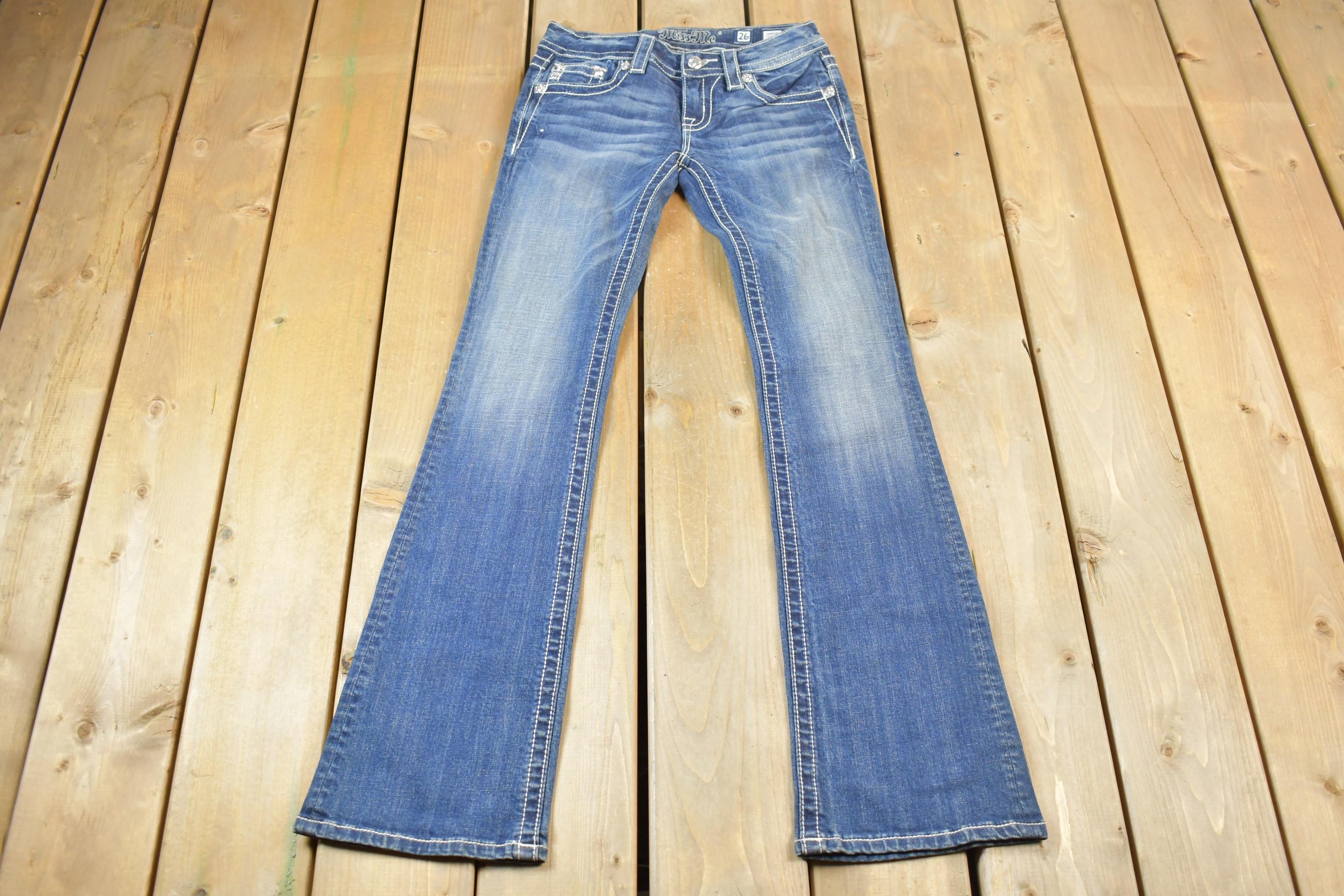 Vintage Y2K Miss Me Bedazzled Low Rise Jeans Size 26x33