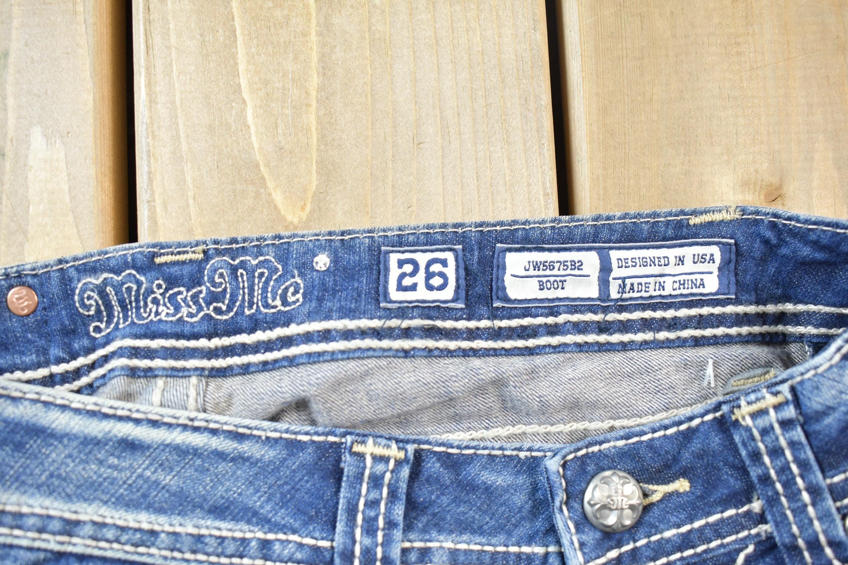 Vintage Y2K Miss Me Bedazzled Low Rise Jeans Size 26x33