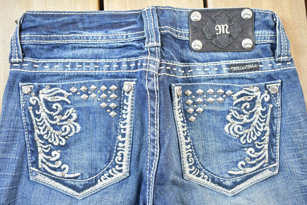 Vintage Y2K Miss Me Bedazzled Low Rise Jeans Size 26x33