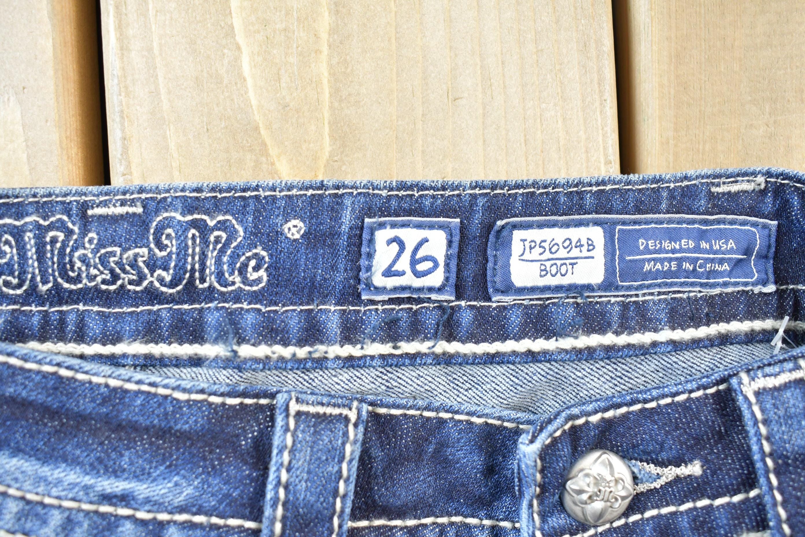 Vintage Y2K Miss Me Bedazzled Low Rise Jeans Size 26x33