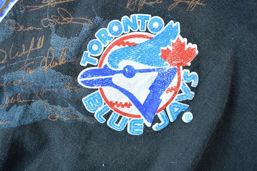 Vintage 1992 World Series Toronto Blue Jays Team Autograph Graphic MLB Crewneck Sweatshirt