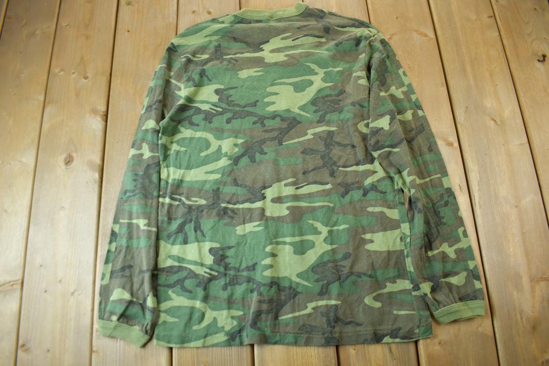 Vintage 1990s Long Sleeve Woodland Camo T-Shirt