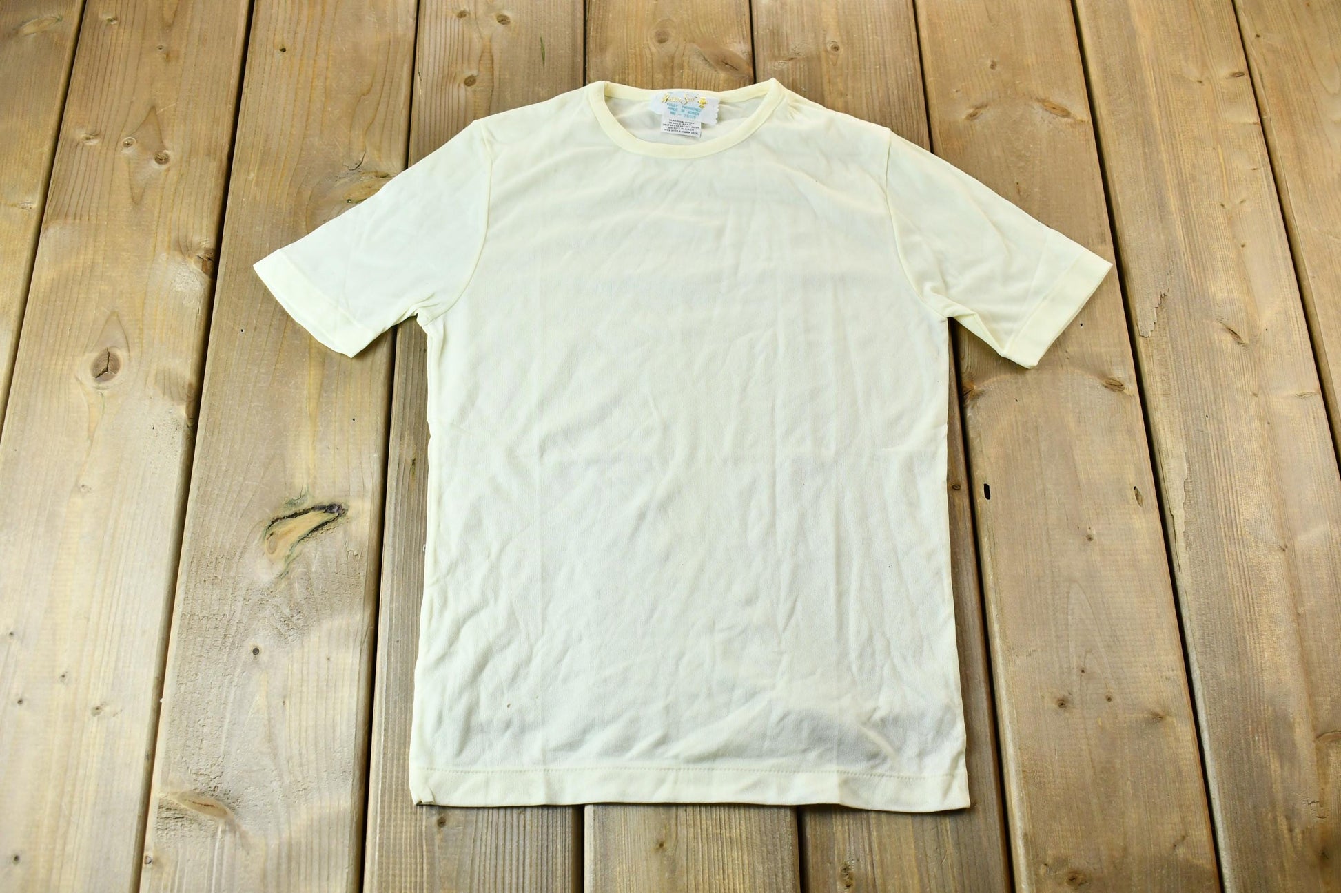 Vintage 1990s Light Yellow Helen Sue Extra Soft Single Stitch Blank T-Shirt