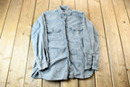Vintage 1950s JC Penny's Big Mac Sanfordized Light Grey Heavywieght Blank Button Up Shirt