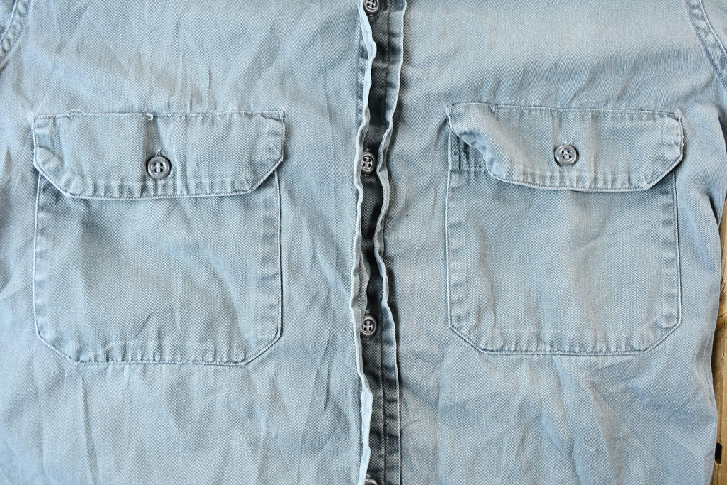 Vintage 1950s JC Penny's Big Mac Sanfordized Light Grey Heavywieght Blank Button Up Shirt