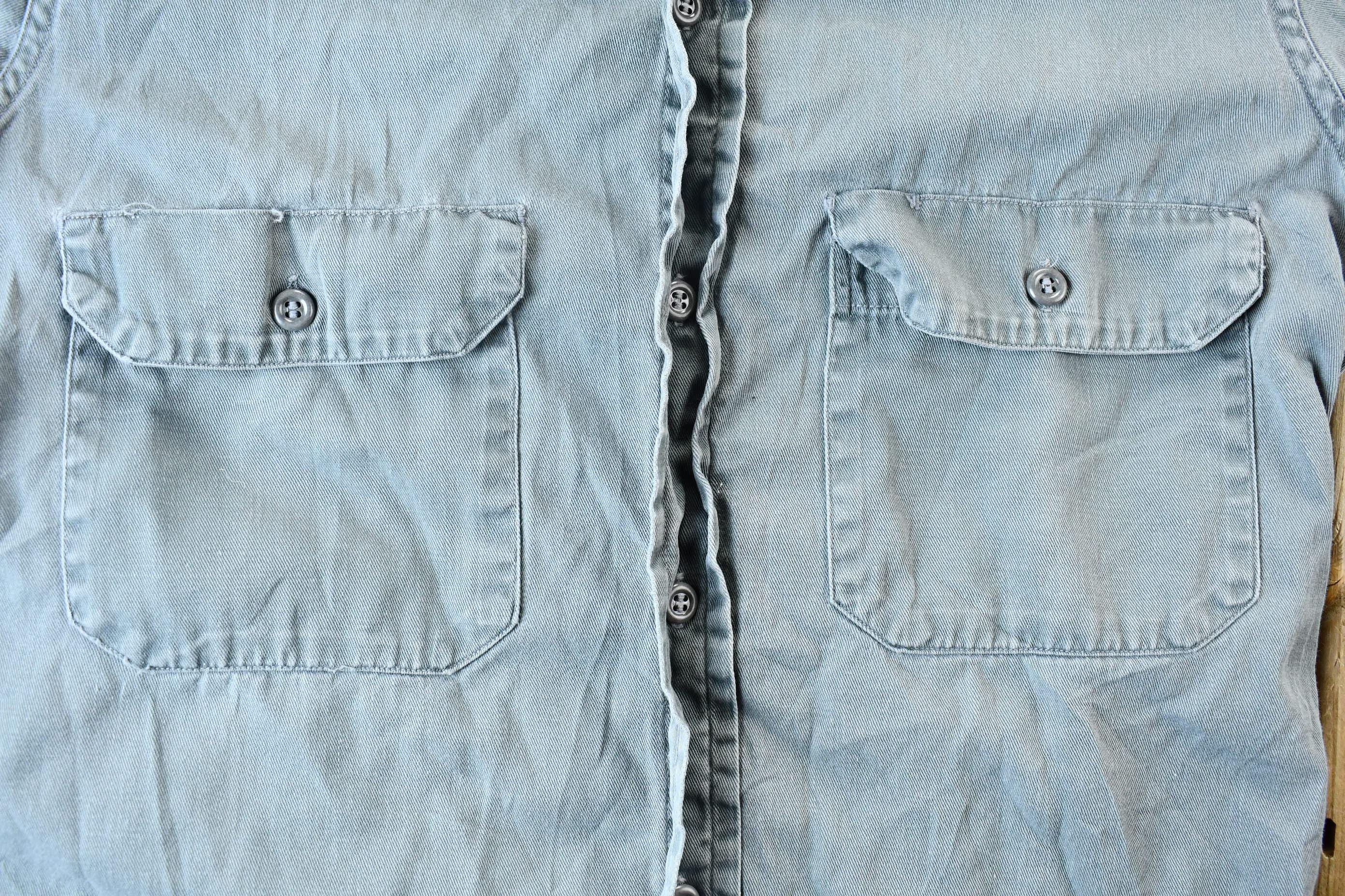 Vintage 1950s JC Penny's Big Mac Sanfordized Light Grey Heavywieght Blank Button Up Shirt