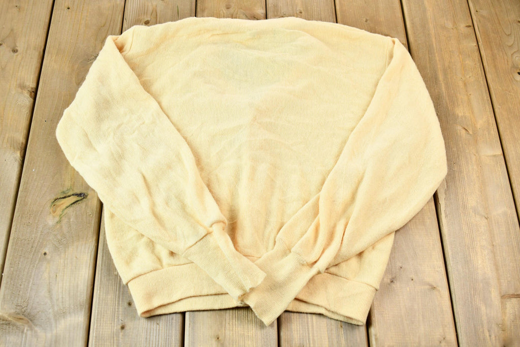 Vintage 1990s Light Yellow Munsingwear Penguin Grand Slam Knit Cardigan Golfing Sweater