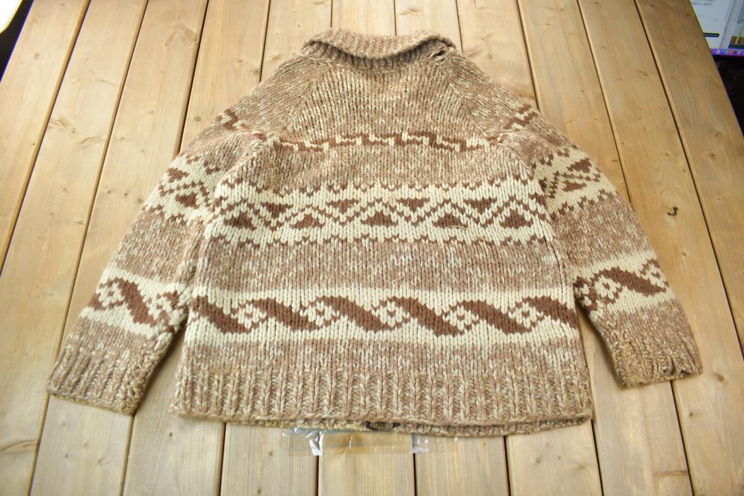 Vintage 1950s Hand-Knit Brown Cowichan Sweater