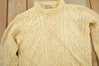 Vintage 1970s 100% Wool 3D Cable Knit Mock Neck Sweater