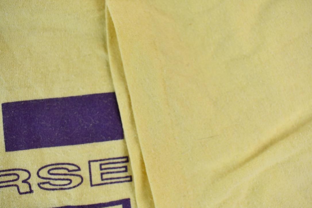 Vintage 1990s Light Yellow Penmans CFB Gagetown Short Course Triathlon Single Stitch Graphic T-Shirt