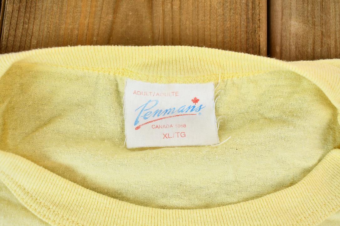 Vintage 1990s Light Yellow Penmans CFB Gagetown Short Course Triathlon Single Stitch Graphic T-Shirt