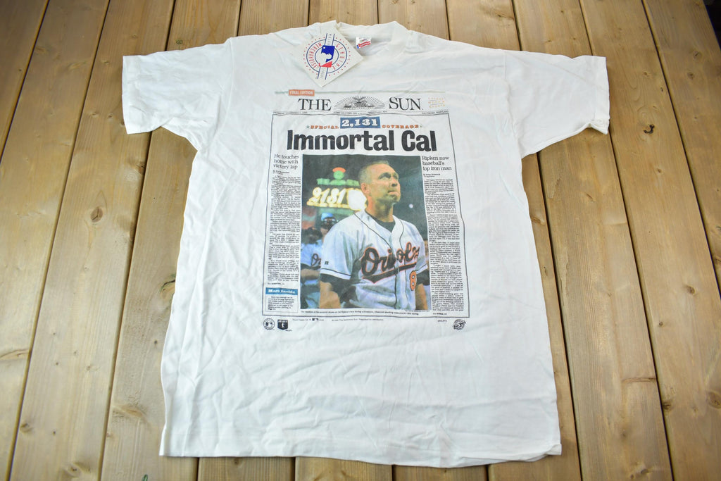 Vintage 1995 Baltimore Orioles Cal Ripkin Jr Baltimore Sun Graphic T-Shirt