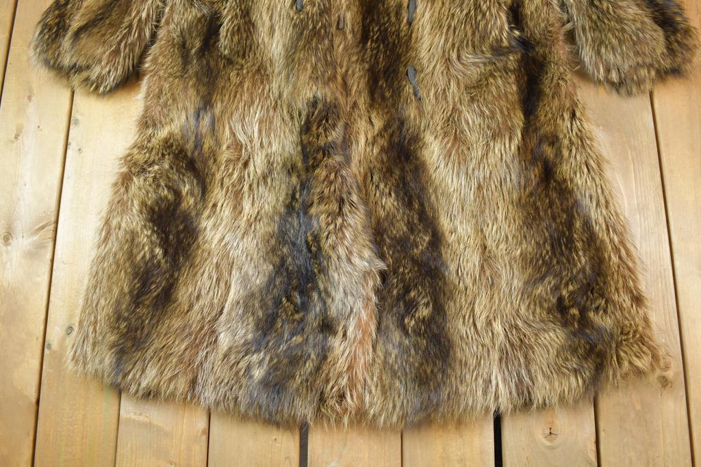 Vintage 1970s Brown Racoon Fur Coat