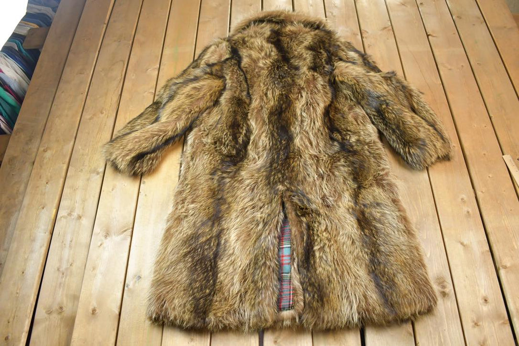 Vintage 1970s Brown Racoon Fur Coat