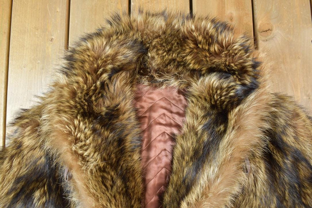 Vintage 1970s Brown Racoon Fur Coat