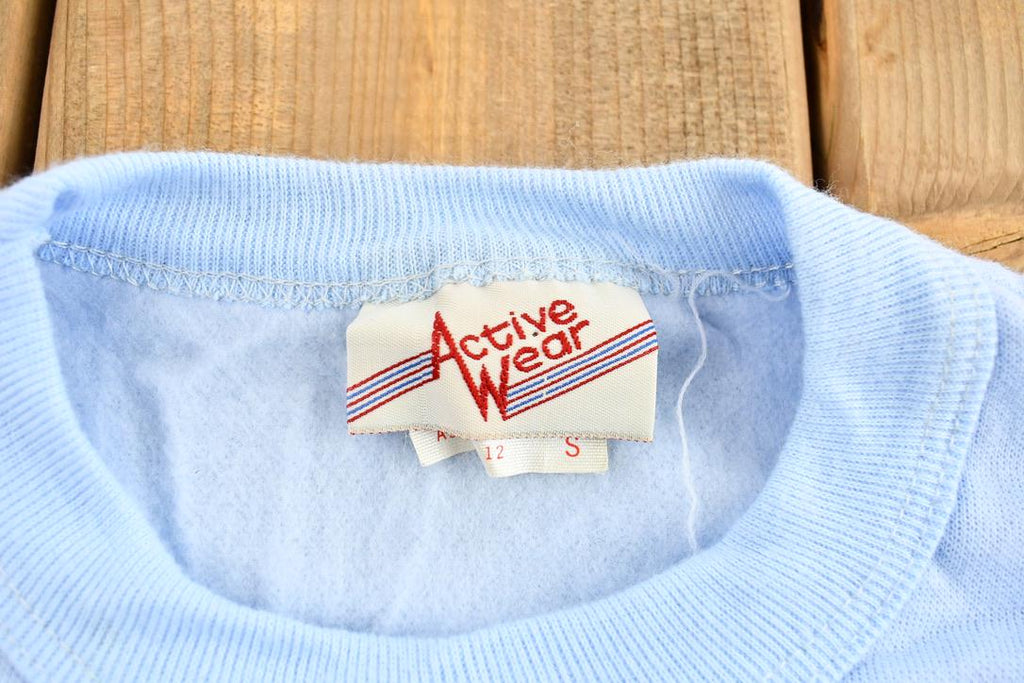 Vintage 1990s Light Blue Embroidered Tulip Crewneck Sweatshirt