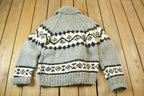 Vintage 1950s Hand-Knit Grey Cowichan Sweater