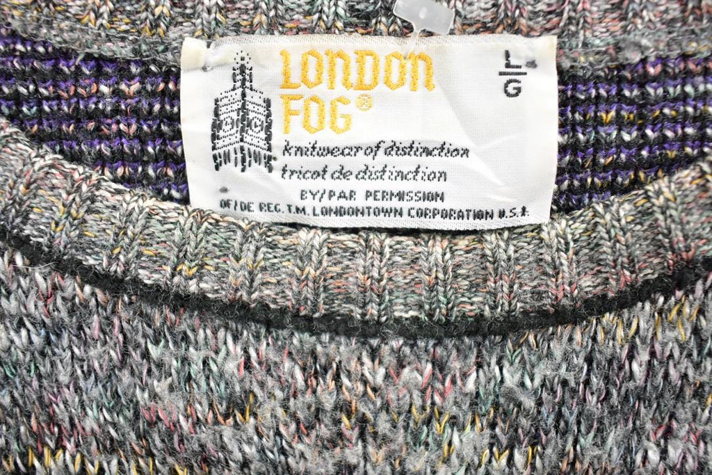 Vintage 1990s London Fog Leaf pattern Knit Crewneck Sweater