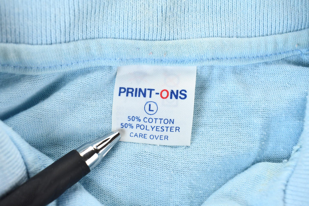 Vintage 1990s Light Blue With Colorful Embroidered Sleeves Hawaiian Island Souvenir Polo Shirt