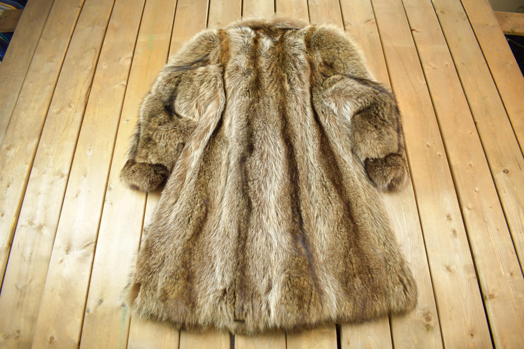 Vintage 1970s Full Length Brown Raccoon Fur Coat