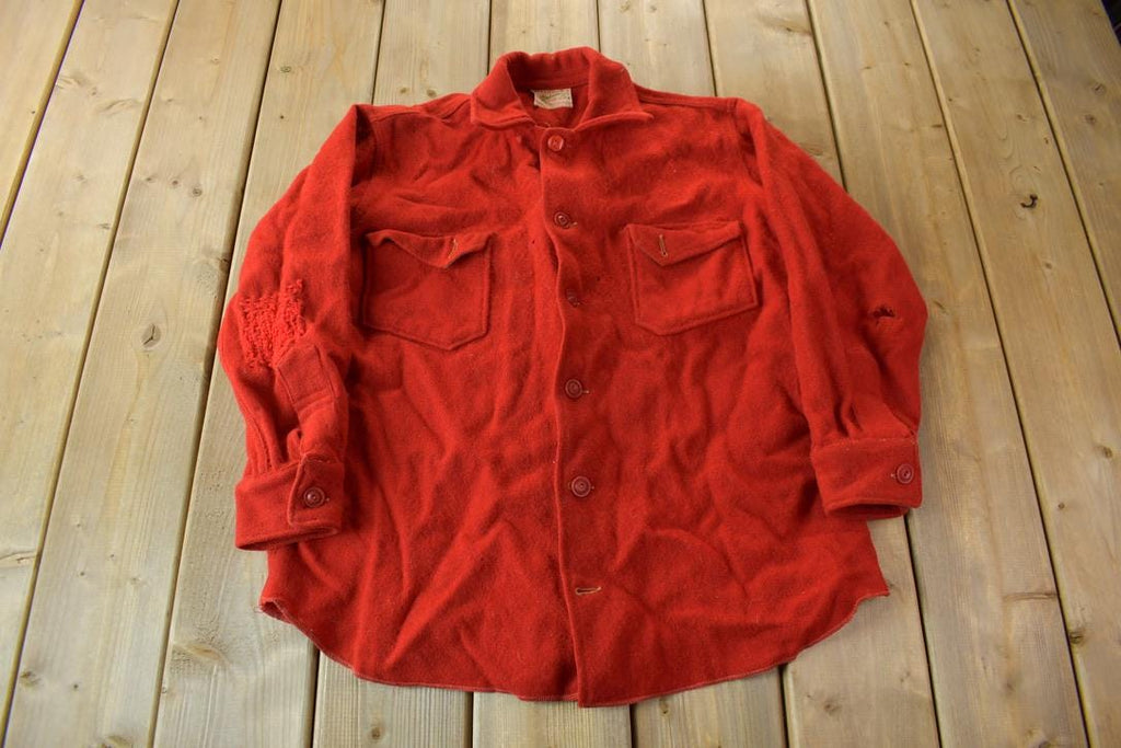 Vintage 1940s North Country Red Wool Button Up Shirt