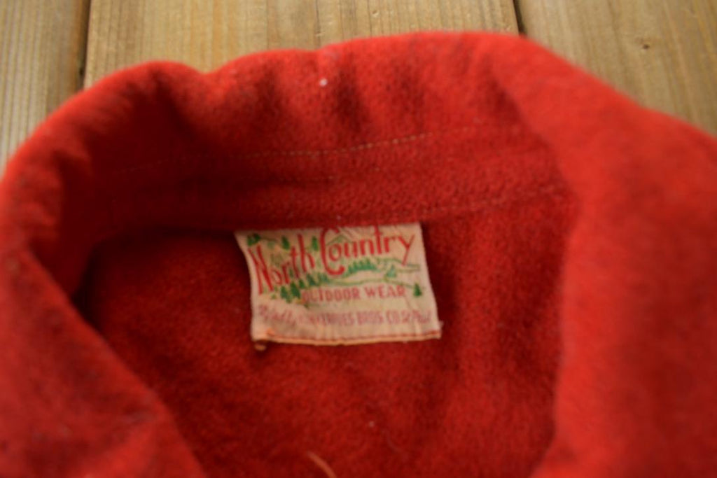 Vintage 1940s North Country Red Wool Button Up Shirt