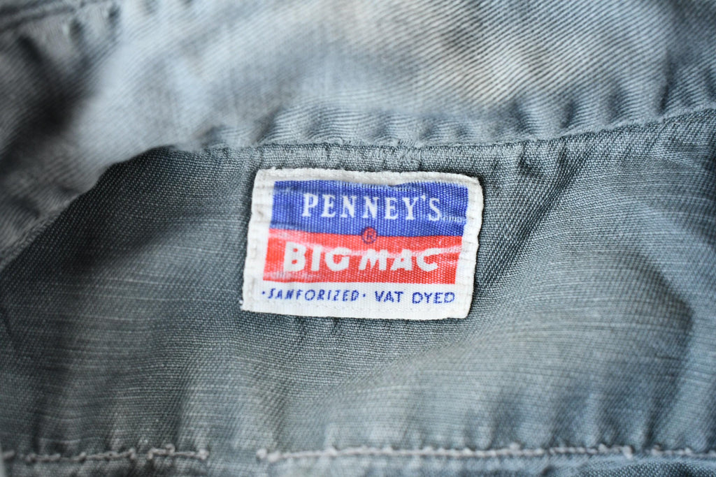 Vintage 1950s JC Penny's Big Mac Sanfordized Light Grey Heavywieght Blank Button Up Shirt