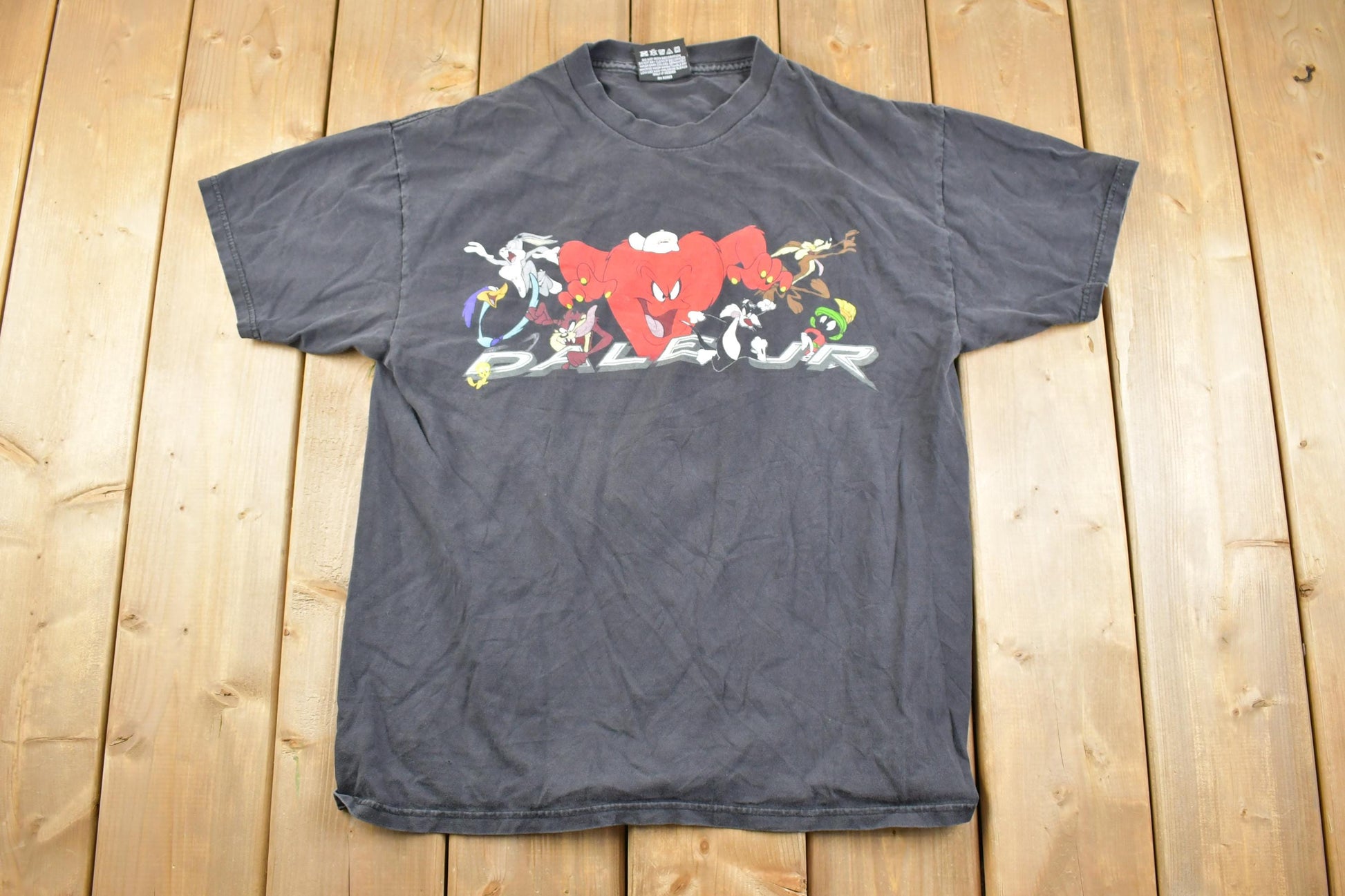 Vintage 1990s Dale Jr Looney Toons Monte Carlo Race Car Racing Graphic T-Shirt